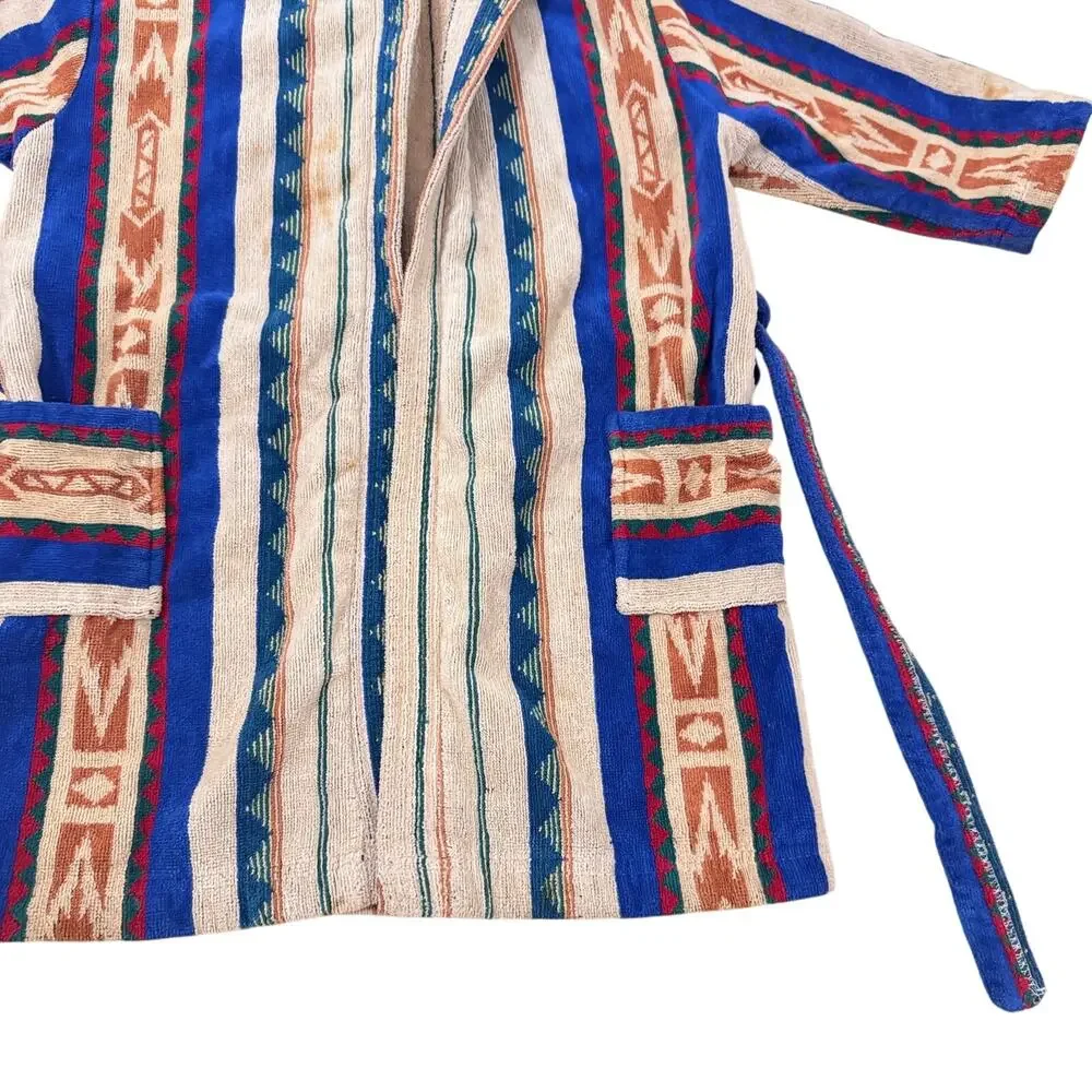 Vintage Monarch Hooded Terry Cloth Bath Robe Southwest Cotton USA Size M 18x26